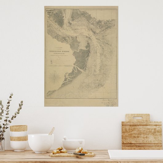 Charleston Harbour-kaart Poster (Keuken)