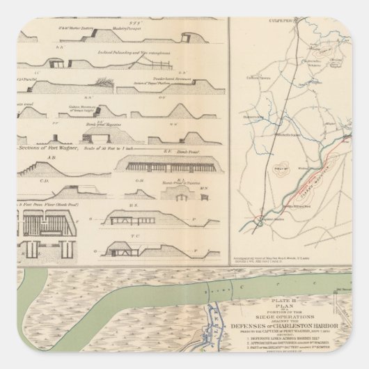 Charleston Harbour, Leger van de Potomac-operaties Vierkante Sticker (Voorkant)