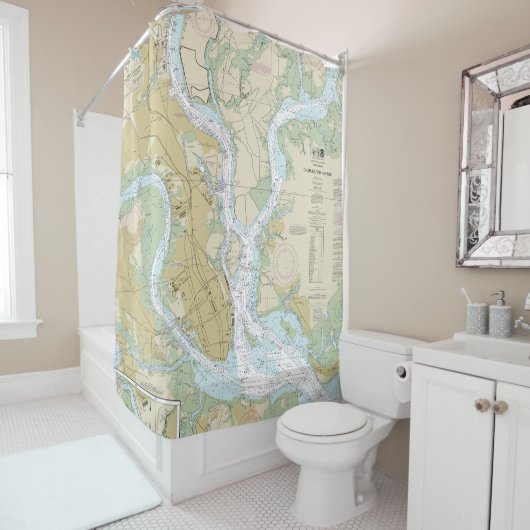 Charleston Harbour Nautical Chart 11524 Douchegordijn (In situ)