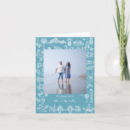 Charleston Hotel Border in blauw Bedankkaart