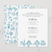 Charleston Hotel Border in blauwe accommodaties Notitiekaartje (Voorkant / Achterkant)