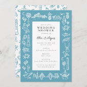 Charleston Hotel Border in Blauwe Douche Kaart (Voorkant / Achterkant)