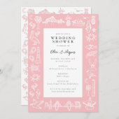 Charleston Hotel Border in Roze Douche Kaart (Voorkant / Achterkant)