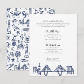 Charleston Hotel in Navy Blue Accommodaties Notitiekaartje (Voorkant / Achterkant)