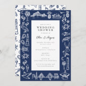 Charleston Hotel Marine Blauwe Douche Uitnodiging (Voorkant / Achterkant)