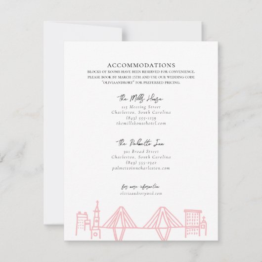 Charleston Hotels in Roze Accommodaties Notitiekaartje (Voorkant)