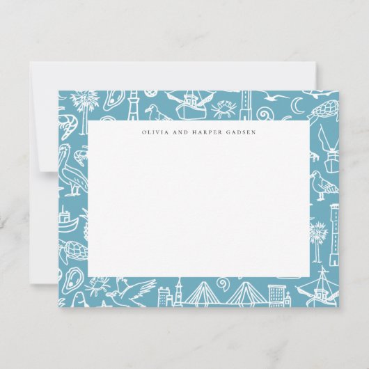 Charleston Hotels rand in blauw Dank je kaart (Voorkant)