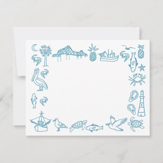 Charleston Hotels rand in blauw Dank je kaart (Achterkant)