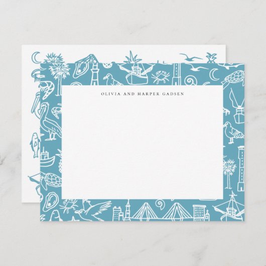 Charleston Hotels rand in blauw Dank je kaart (Voorkant / Achterkant)