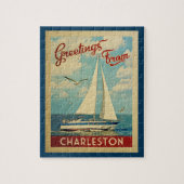 Charleston Jigzaag Puzzle Sailboat Retro S.C. Legpuzzel (Verticaal)