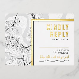 Charleston Love Locator | RSVP-antwoord Folie Uitnodiging Briefkaart