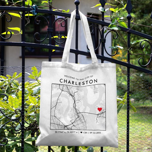 Charleston Love Locator | Stadsplattegrond Bruilof Tote Bag