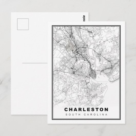 Charleston Map Briefkaart (Voorkant / Achterkant)