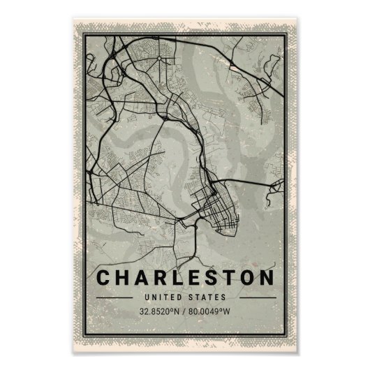 charleston map print poster canvas United states (Voorkant)