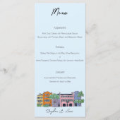 Charleston Menu voor Bruiloft Waterverf ontwerp (Voorkant)