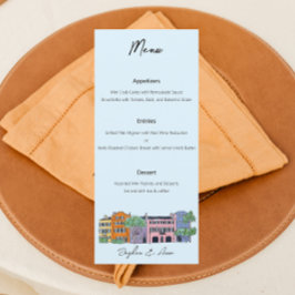 Charleston Menu voor Bruiloft Waterverf ontwerp