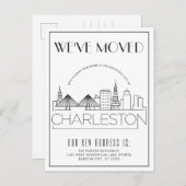 Charleston Modern Deco | Nieuw Adres Aankondigingskaart (Voorkant / Achterkant)