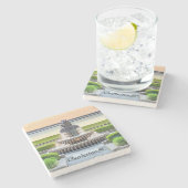 Charleston Onderzetter, Pineappelfontein, Charlest Stenen Onderzetter (Zijkant)