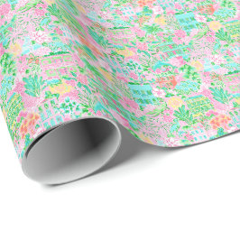 Charleston Pastel Preppy Palm Beach Patroon Print Cadeaupapier