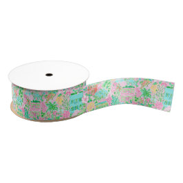 Charleston Pastel Preppy Palm Beach Patroon Print Grosgrain Lint