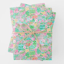 Charleston Pastel Preppy Palm Beach Patroon Print
