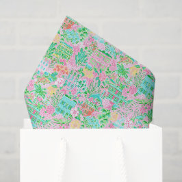 Charleston Pastel Preppy Palm Beach Patroon Print Tissuepapier