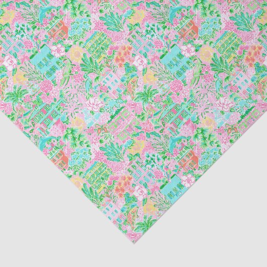 Charleston Pastel Preppy Palm Beach Pattern Print Tissuepapier (Detail)