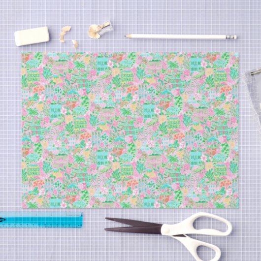 Charleston Pastel Preppy Palm Beach Pattern Print Tissuepapier (Craft)