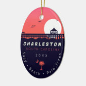 Charleston Pier SC Retro Sunset Souvenirs 60s Keramisch Ornament (Links)