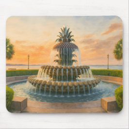 Charleston Pineapple Fountain Waterverf Muismat