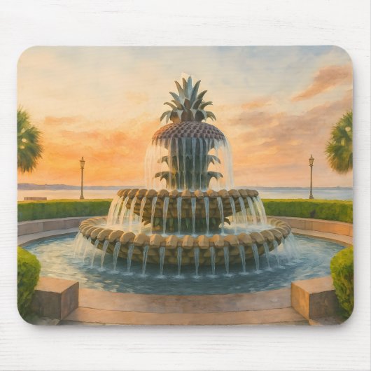 Charleston Pineapple Fountain Waterverf Muismat (Voorkant)