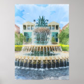Charleston Pineapple Fountain Waterverf Poster (Voorkant)