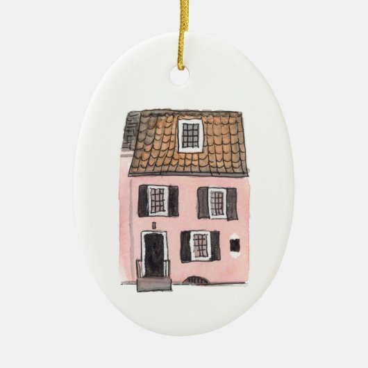 Charleston Pink House Ornament (Voorkant)