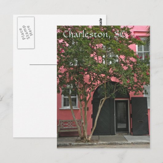 Charleston Pink House Post Card Briefkaart (Voorkant / Achterkant)