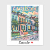 Charleston Rainbow Row Colorful Van Gogh Travel Sticker (Vel)