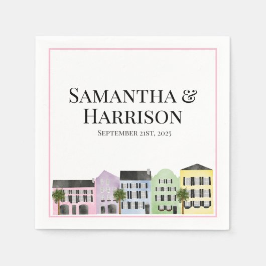 Charleston Rainbow Row Custom Wedding Servet (Voorkant)
