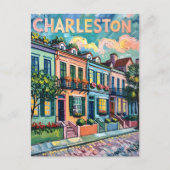 Charleston Rainbow Row Kleurrijke Van Gogh Reizen Briefkaart (Voorkant)