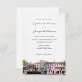 Charleston Rainbow Row SC Trouwuitnodiging Kaart (Voorkant / Achterkant)