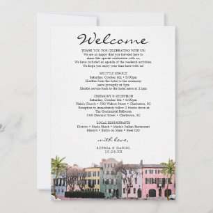 Charleston Rainbow Row SC Wedding Welcome Letter Kaart