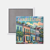 Charleston Rainbow Row Travel Van Gogh Style Magneet (Voorkant / Achterkant)