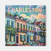 Charleston Rainbow Row Travel Van Gogh Style Magneet (Voorkant)