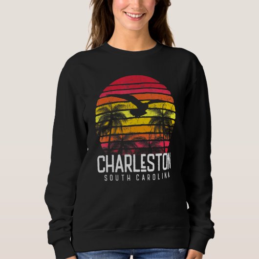 Charleston  Retro Beach Palm Surf Swim Trui (Voorkant)
