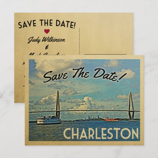 Charleston Save the Date  Briefkaarten (Voorkant / Achterkant)