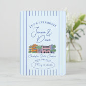 Charleston, SC Bewaar de datum Waterverf Bruiloft Save The Date (Staand voorkant)