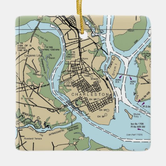 Charleston SC Chart Keramisch Ornament (Voorkant)