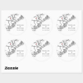 Charleston SC Elegant Zwart Wit Wedding Favoriet Ronde Sticker (Vel)