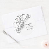 Charleston SC Elegant Zwart Wit Wedding Favoriet Ronde Sticker (Envelop)