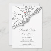 Charleston SC Elegante Zwart-wit bruiloft Save The Date (Voorkant)