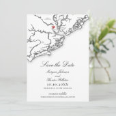 Charleston SC Elegante Zwart-wit bruiloft Save The Date (Staand voorkant)