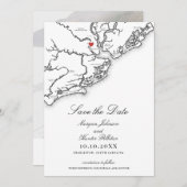 Charleston SC Elegante Zwart-wit bruiloft Save The Date (Voorkant / Achterkant)